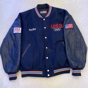 SUPER RARE vintage 2002 USA Roots Olympic Jacket With Olympic Circles Embroidery